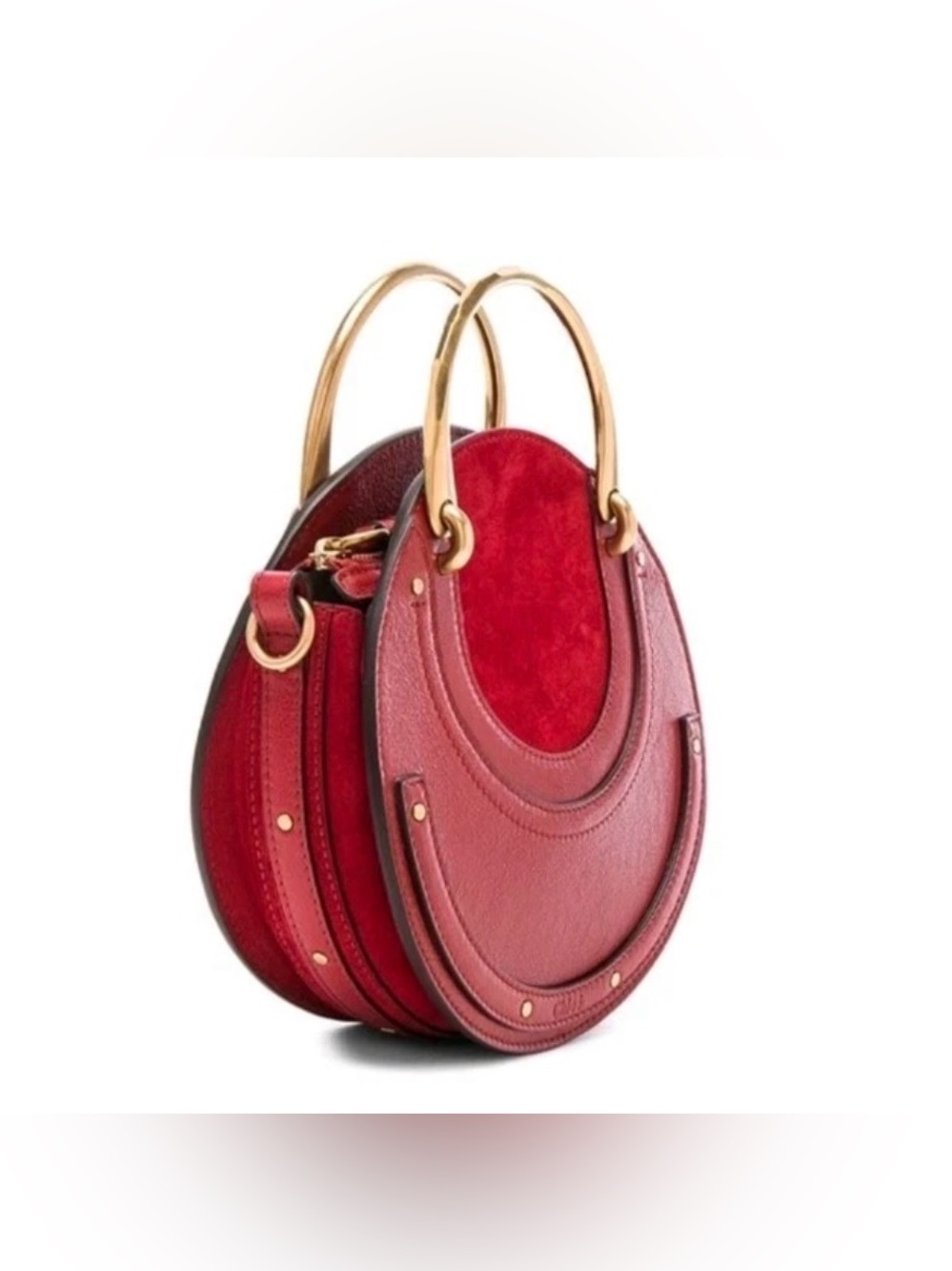 🔥100%Authentic Chloe Pixie Small Red Round Shoulder Crossbody Suede Leather Bag🔥 - Picture 6 of 13